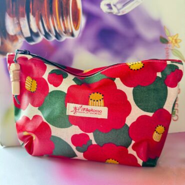 Pochette grande per oli essenziali Fiori rossi